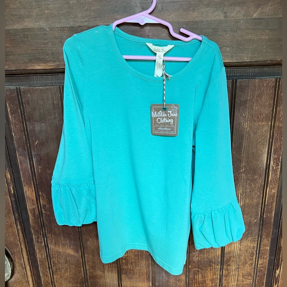 Matilda Jane Green Puffer Tee, size 10, NWT